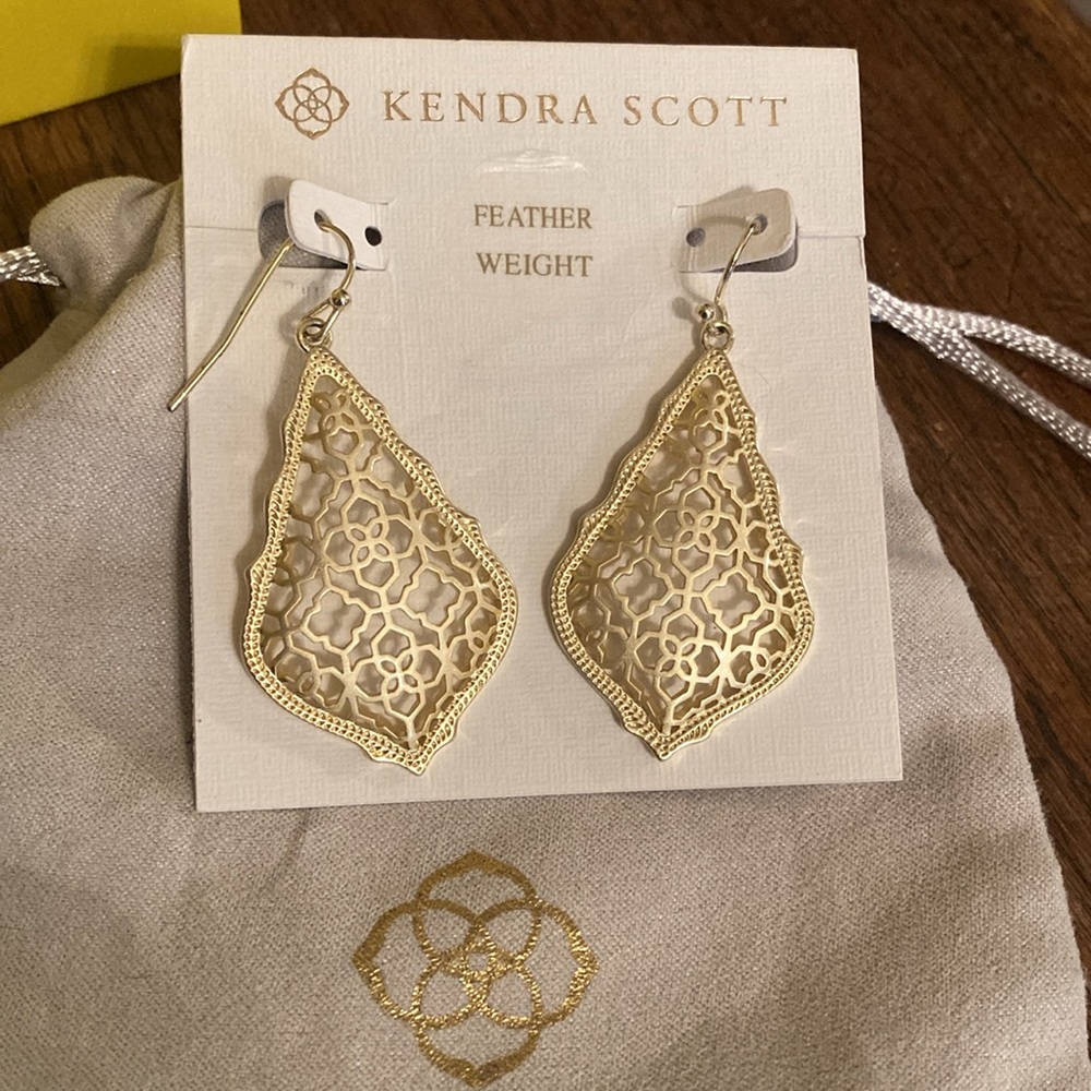 Kendra Scott Addie 14K Gold Plated Filigree Drop Earrings w/Pouch & Gift…